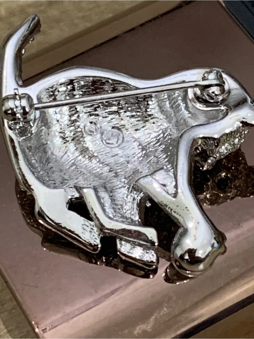 Swarovski Silver Crystal Kitten Cat Brooch with Pearl Accent
